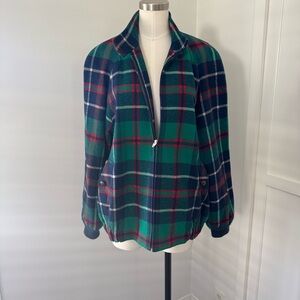 Pendleton Women's Plaid Bomber Jacket in Green and Blue